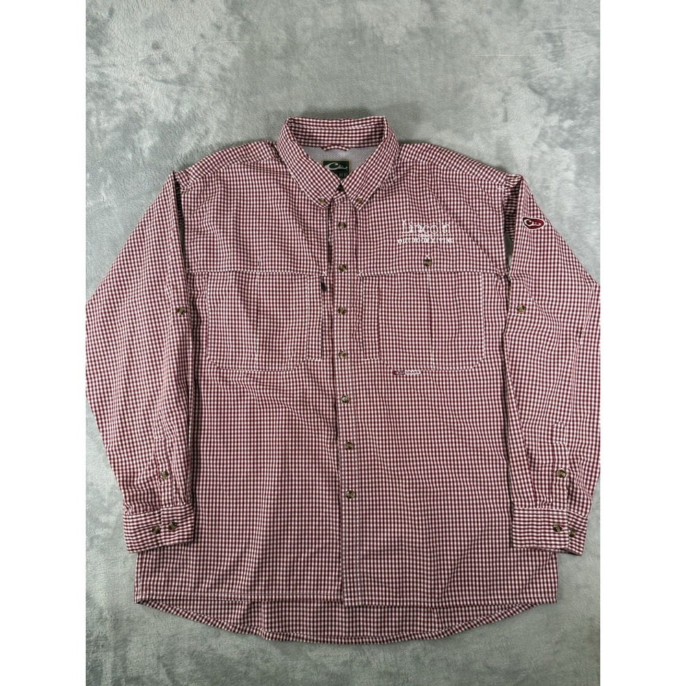 Drake Shirt Men's XL Red Vented Fishing Long Sleeve Button Down